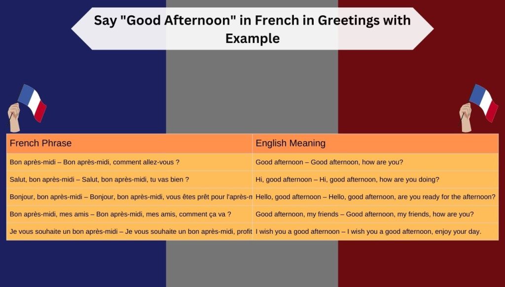 Say "Good Afternoon" in French in Greetings with Example